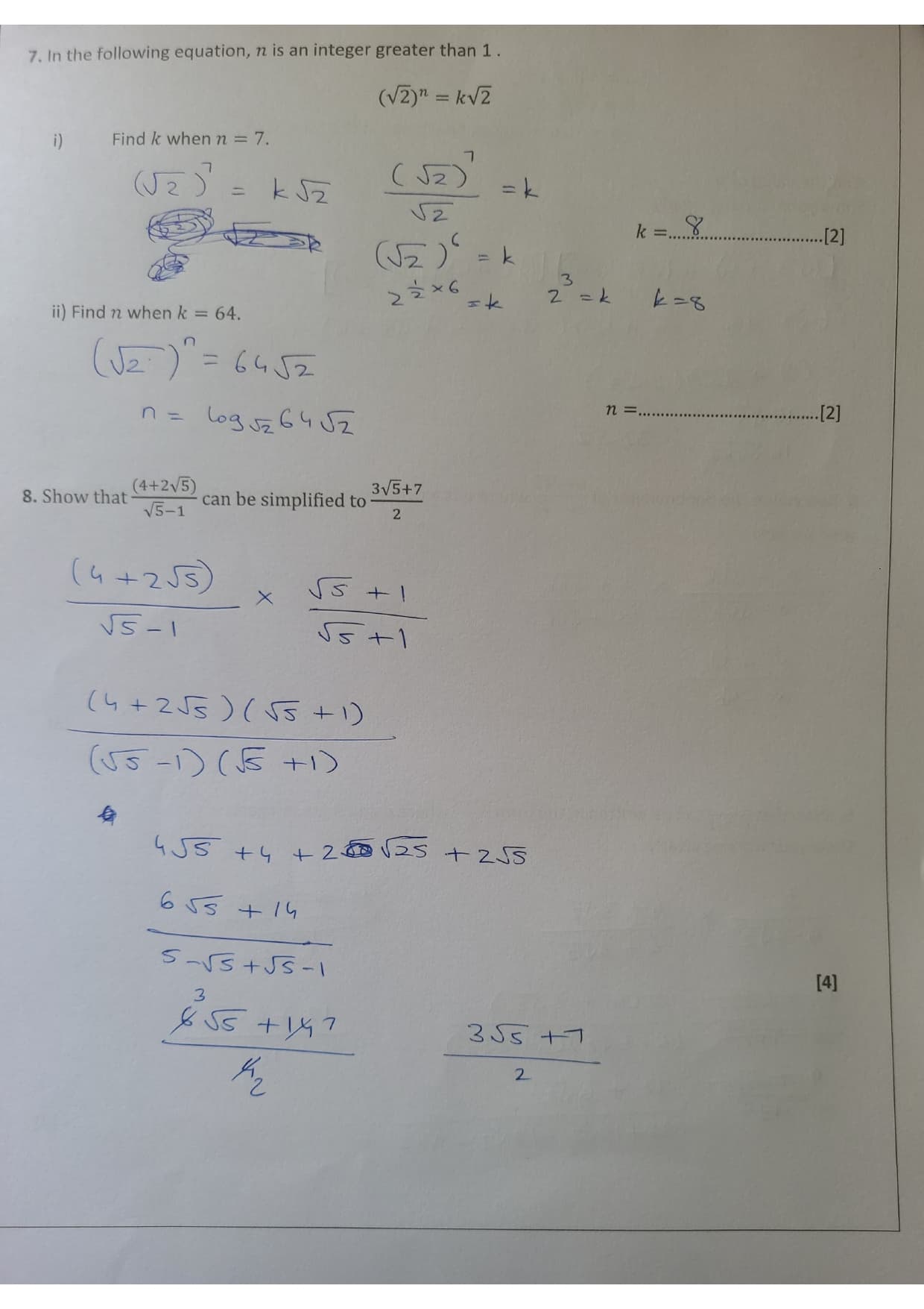 Combined with mark scheme — example answer sheet 3