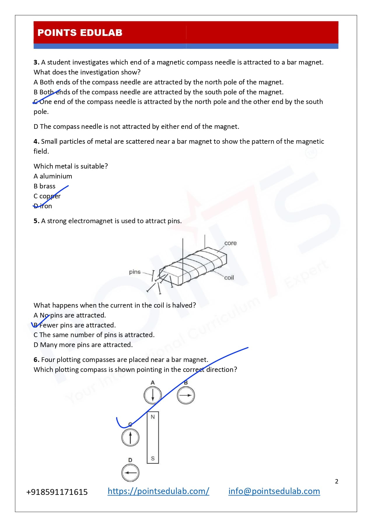 MCQ paper with answers — example answer sheet 2